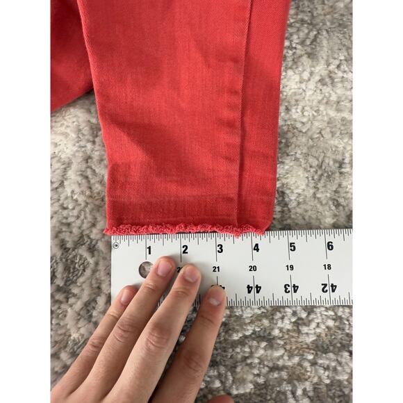 Banana Republic Womens Size 28 Long Mid Rise Skinny Denim Jeans Red Button Zip - Picture 8 of 12